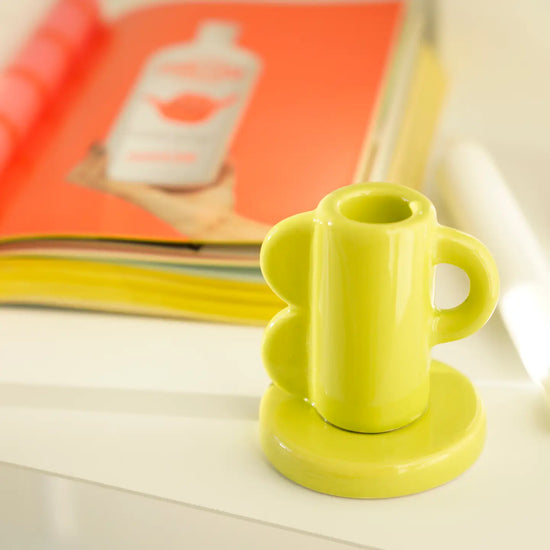 Vintage Waves Candle Holder - Lime