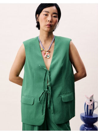 Atins Sleeveless Blazer Vest - Vert