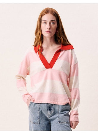Hydralis Pullover Sweater with Collar - Rose