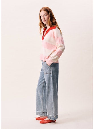 Hydralis Pullover Sweater with Collar - Rose