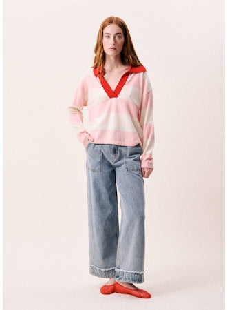 Hydralis Pullover Sweater with Collar - Rose