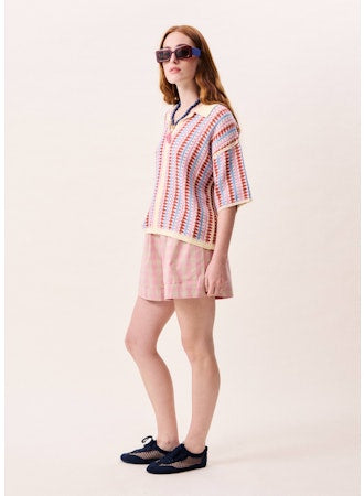 Short Sleeved Missy Pullover Sweater - Violine