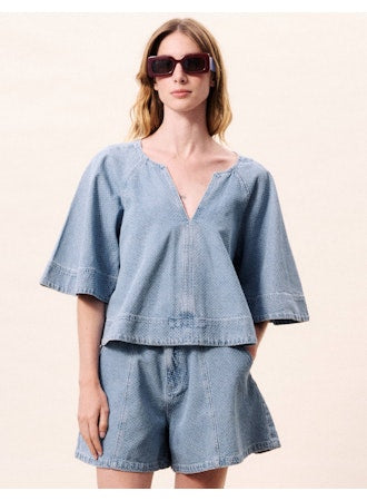 Citrine Wide Sleeve Top - Bleu Clair