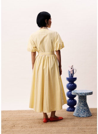 Queen Wrap Dress with Puff Sleeves - Beurre