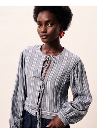 Amurina Tie Front Top - Bleu Jean