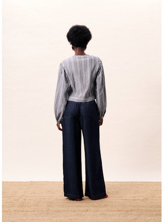 Amurina Tie Front Top - Bleu Jean