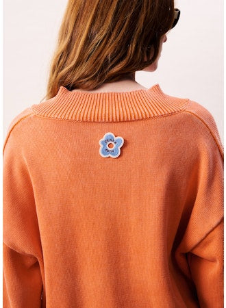 Dara V-Neck Pullover Sweater - Orange