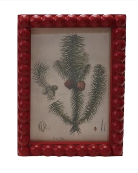 Painted Wood Hobnail Photo Frame - Red