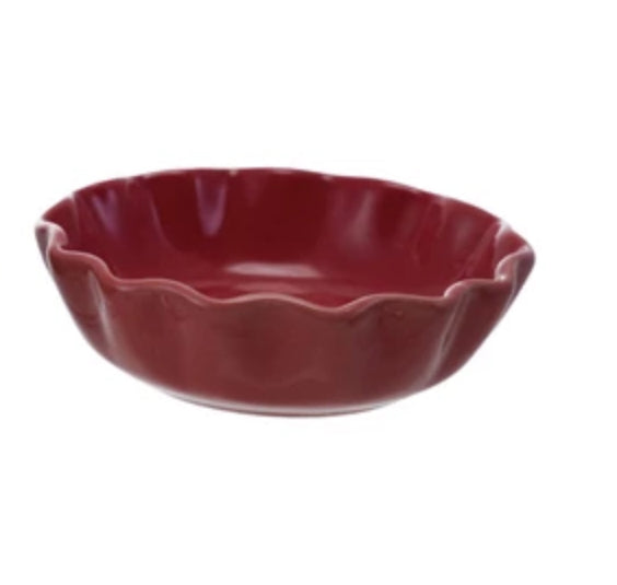 Stoneware Bowl with Scalloped Edge - Red