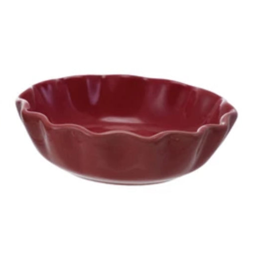 Stoneware Bowl with Scalloped Edge - Red