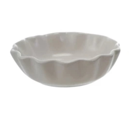 Stoneware Bowl with Scalloped Edge - White