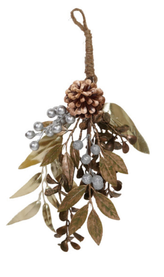 Faux Evergreen & Berry Bunch with Metallic Finishes and Glitter - #2