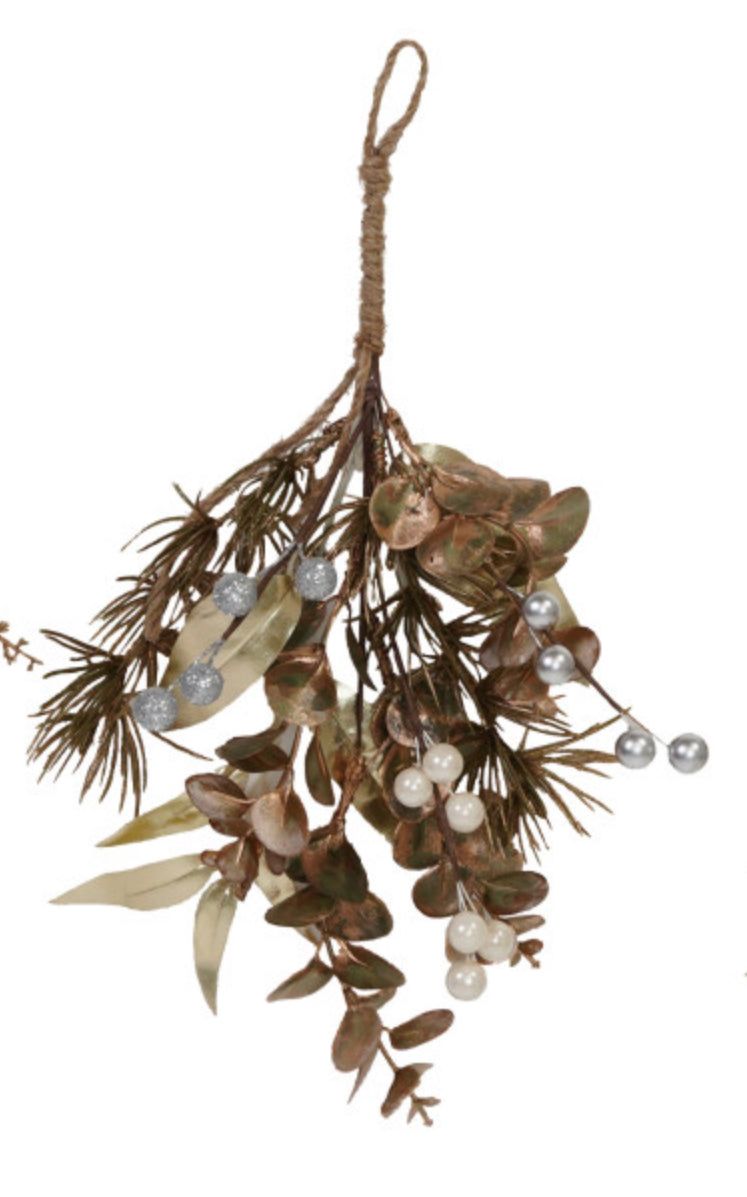 Faux Evergreen & Berry Bunch with Metallic Finishes and Glitter - #3