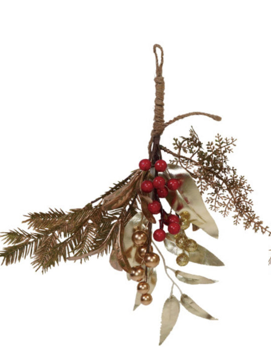 Faux Evergreen & Berry Bunch with Metallic Finishes and Glitter - #4