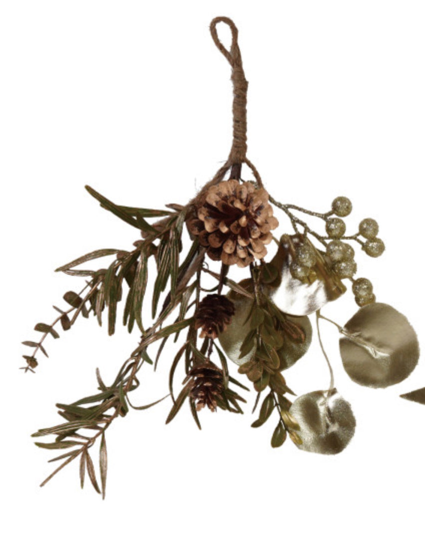 Faux Evergreen & Berry Bunch with Metallic Finishes and Glitter - #5