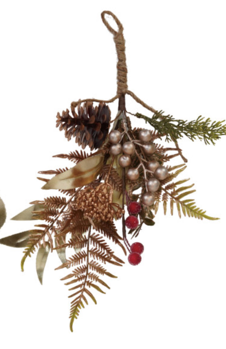 Faux Evergreen & Berry Bunch with Metallic Finishes and Glitter - #6
