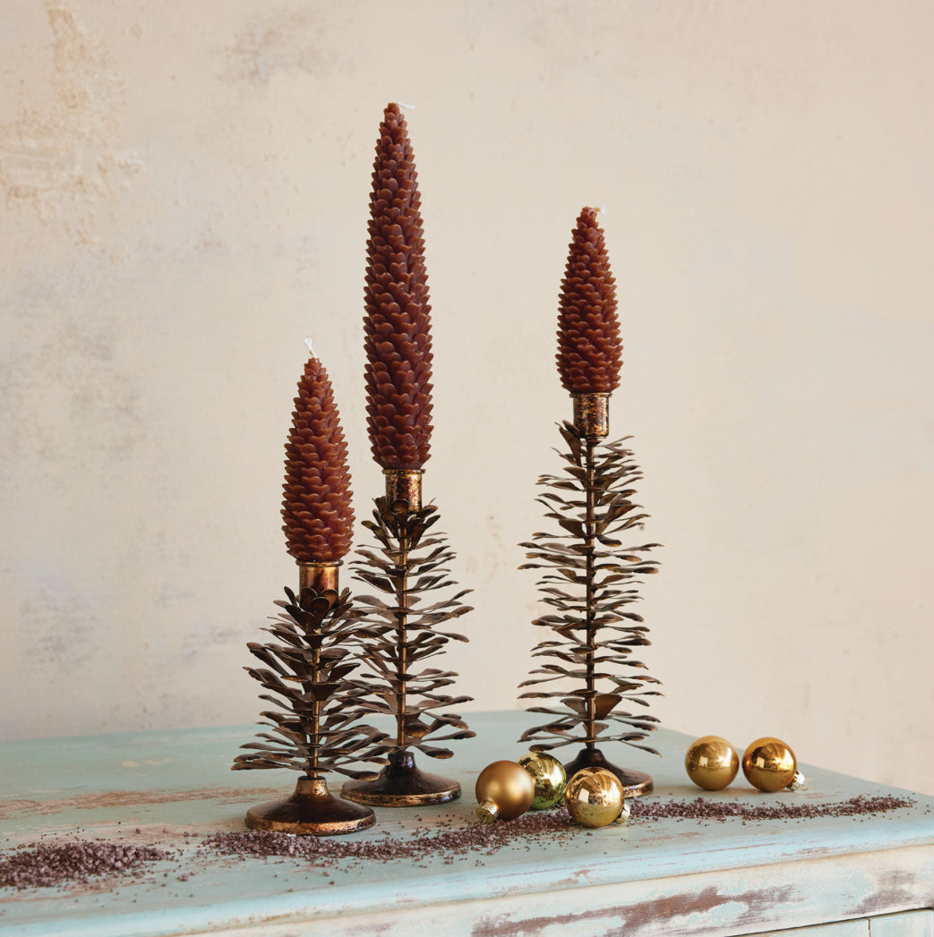 Metal Pinecone Shaped Taper Holder - Large