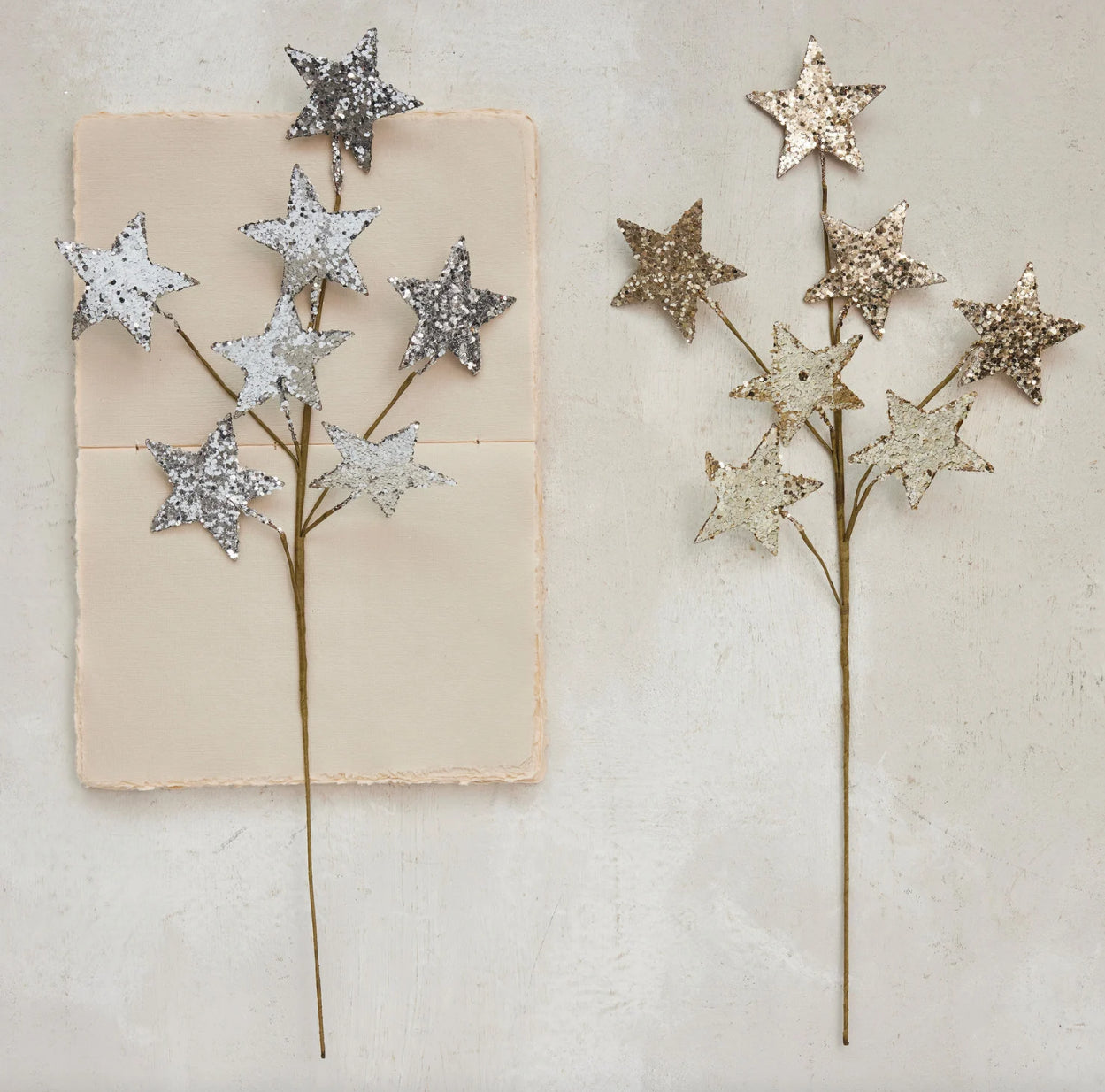 Paper Star Spray with Gold Glitter Finish