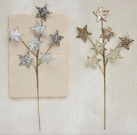 Paper Star Spray with Gold Glitter Finish