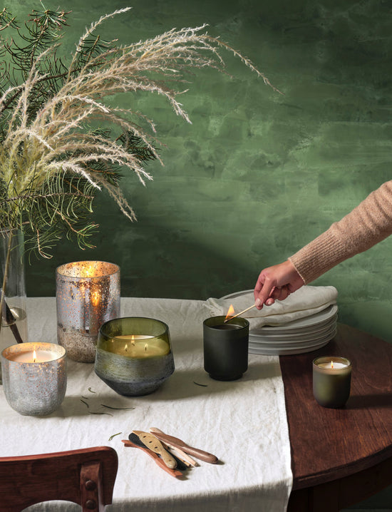 Balsam & Cedar Crackle Glass Candle in Gift Box