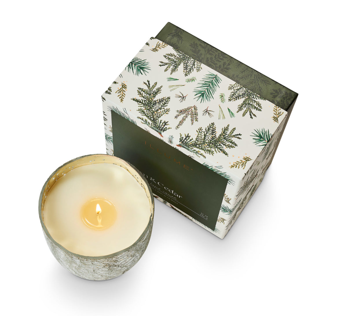 Balsam & Cedar Crackle Glass Candle in Gift Box