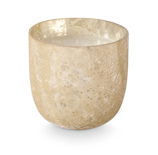 Winter White Crackle Glass Candle in Gift Box - Large