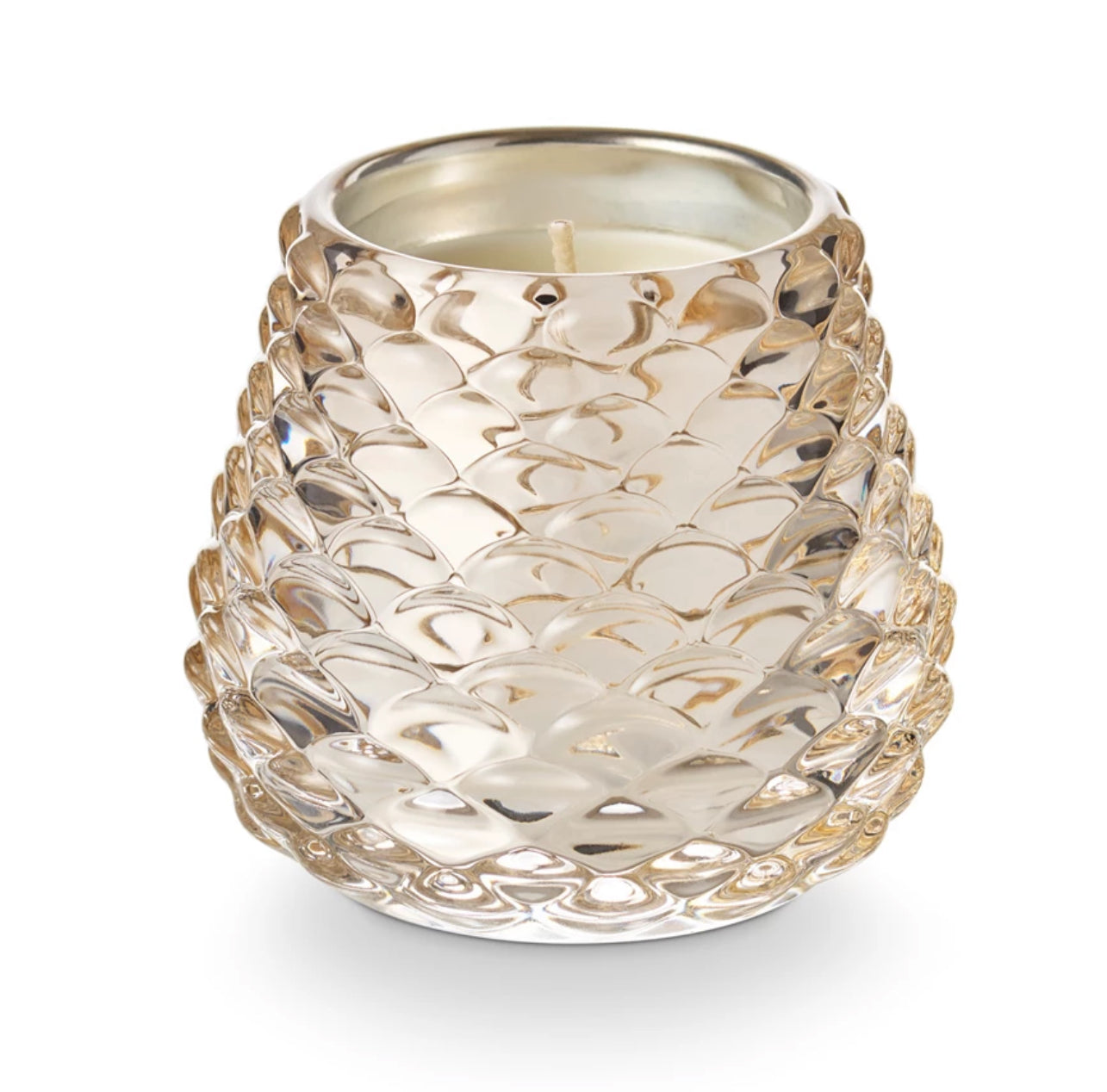 Winter White Pinecone Votive Glass Candle