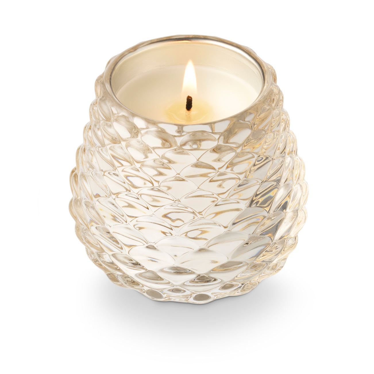 Winter White Pinecone Votive Glass Candle