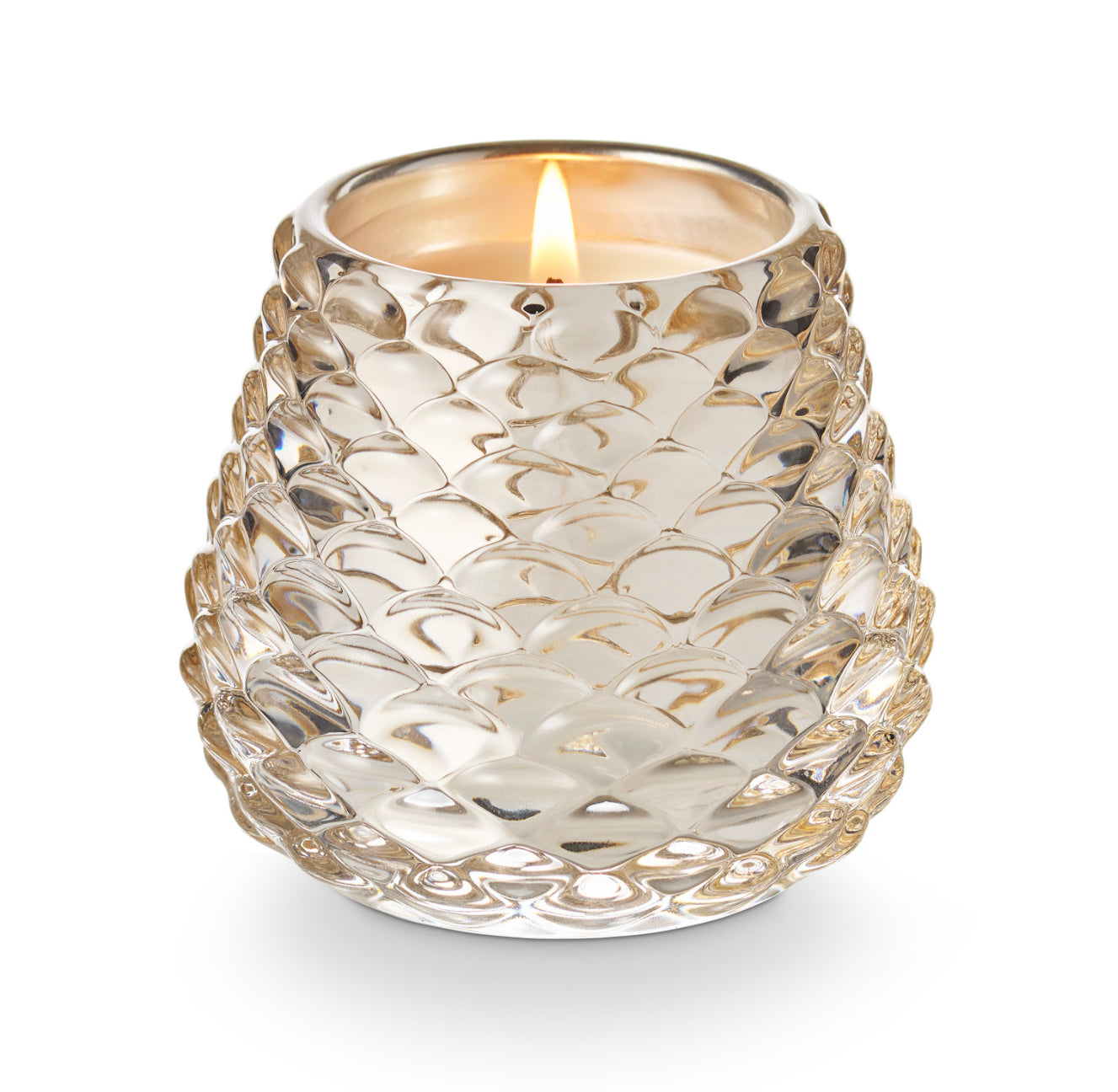 Winter White Pinecone Votive Glass Candle
