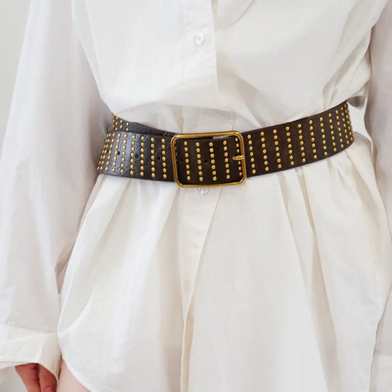 Stud-Covered Belt - Brown