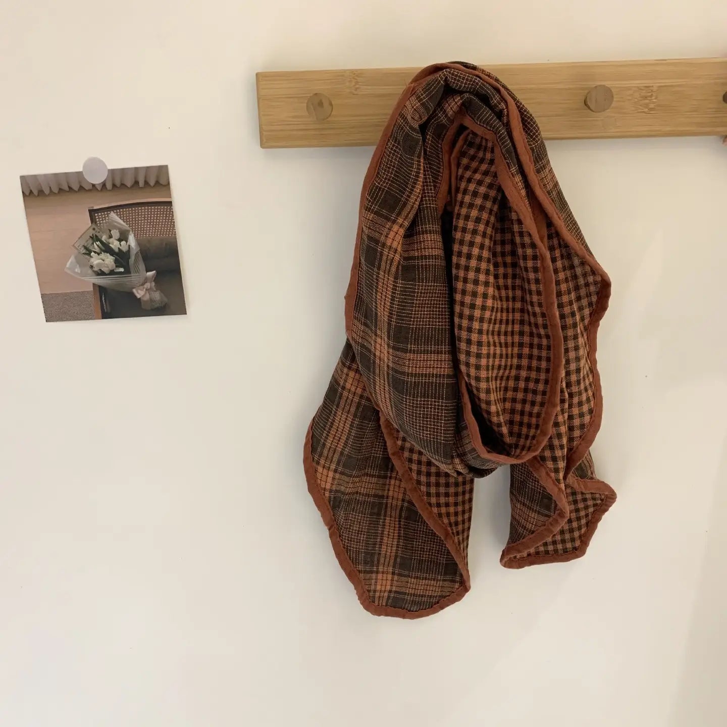 Checked Spring Autumn Scarf - Orange