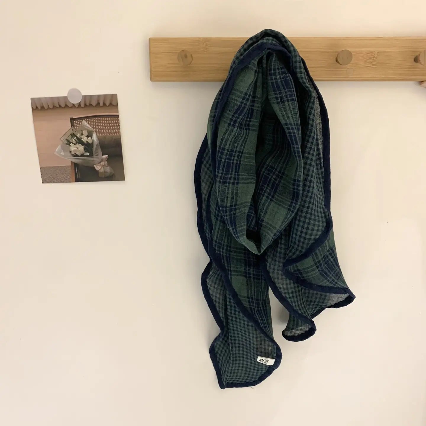 Checked Spring Autumn Scarf - Green