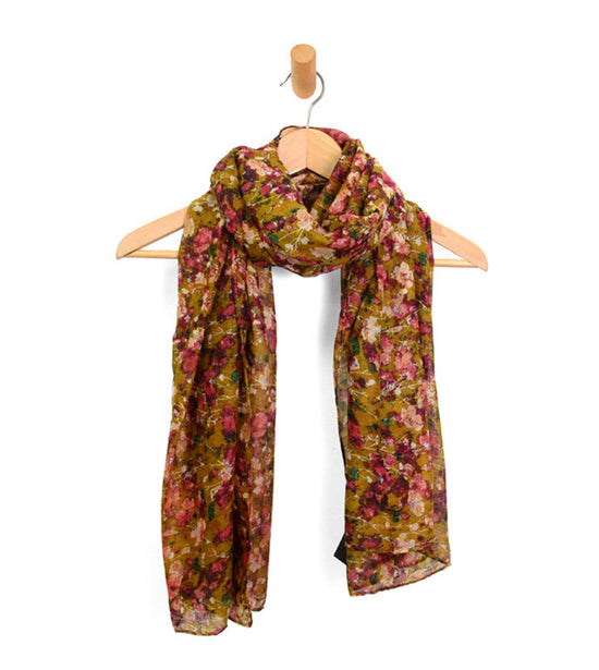 Floral Calico Scarf - Mustard