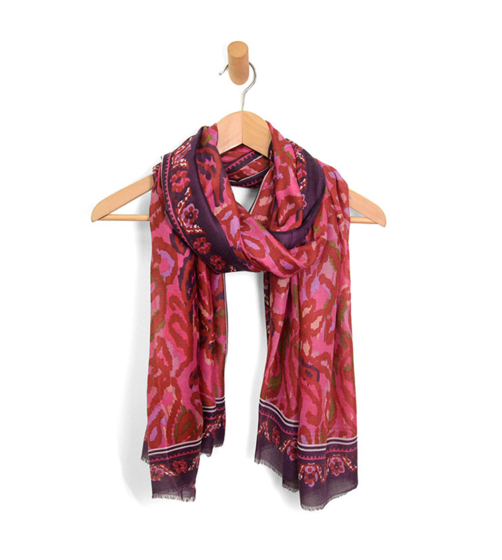 Daisy Border Wild Flower Scarf - Fuscia