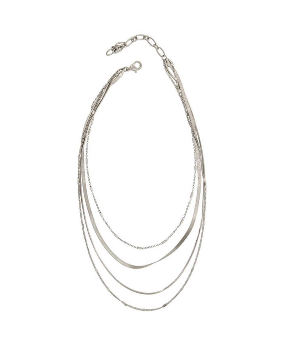 Four Row Chain Necklace - Silver