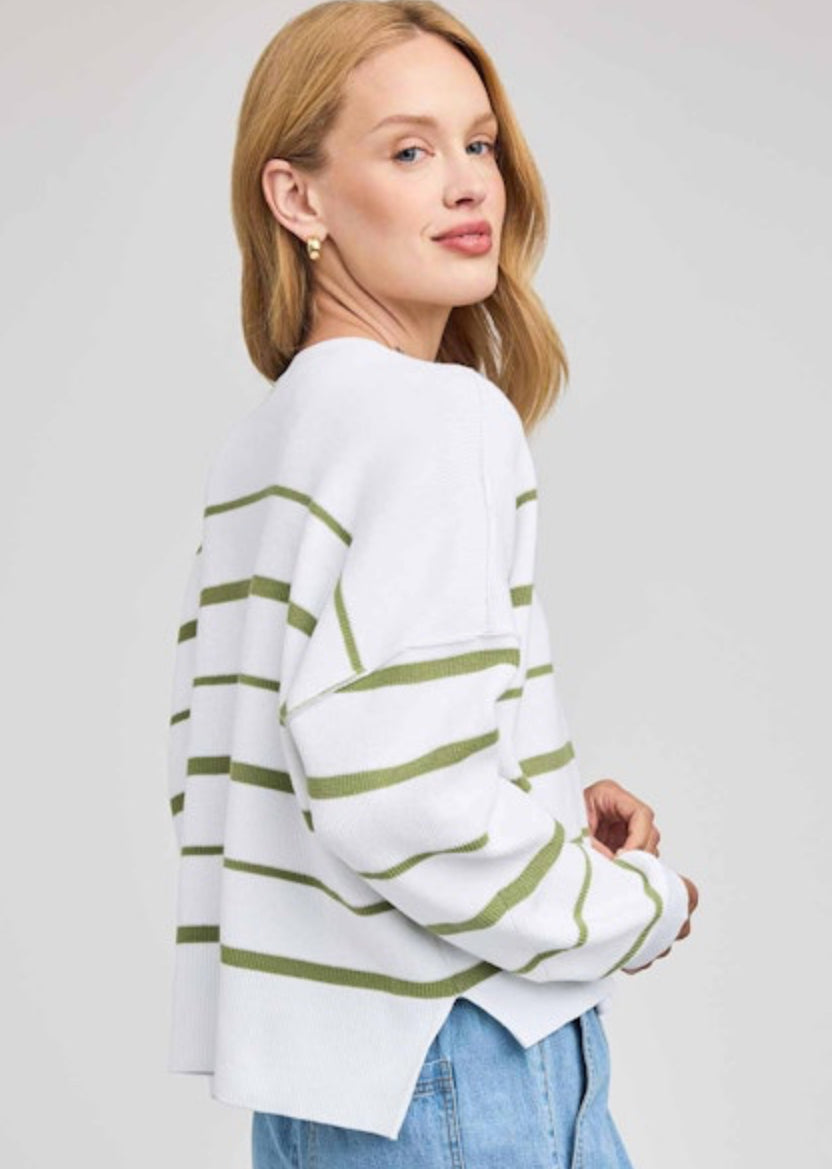 Echo Stripe Pullover Sweater - Green