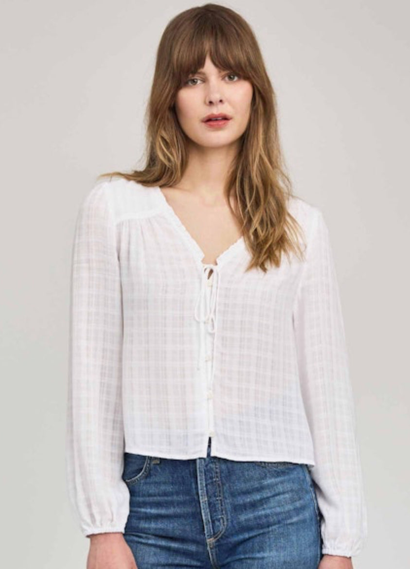 Vanessa Tie Front Top - White