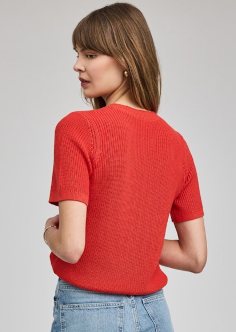 Faye Short Sleeve Ribbed Sweater - Grenadine