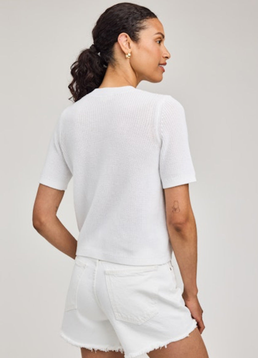 Faye Short Sleeve Ribbed Sweater - White