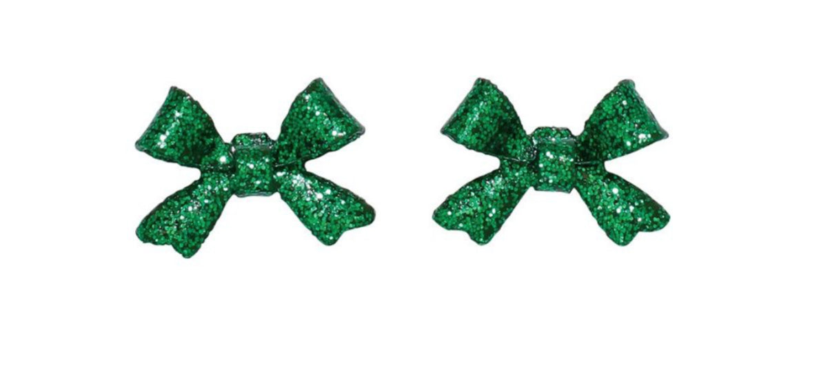 Green Tied Bow Holiday Earrings