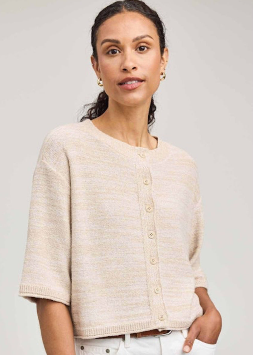Genevieve Short Sleeve Sweater Top - Linen