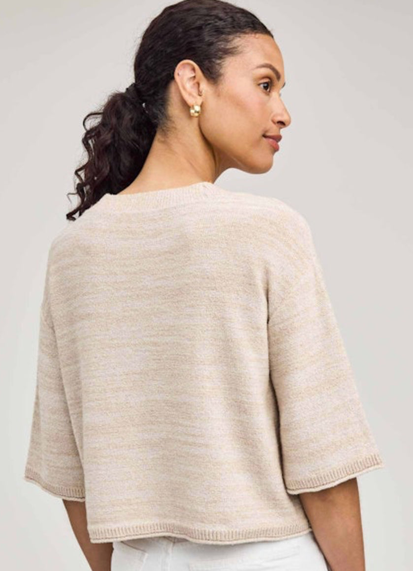 Genevieve Short Sleeve Sweater Top - Linen