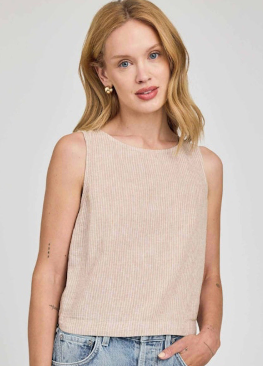 Leanna Sleeveless Stripe Top - Beechwood
