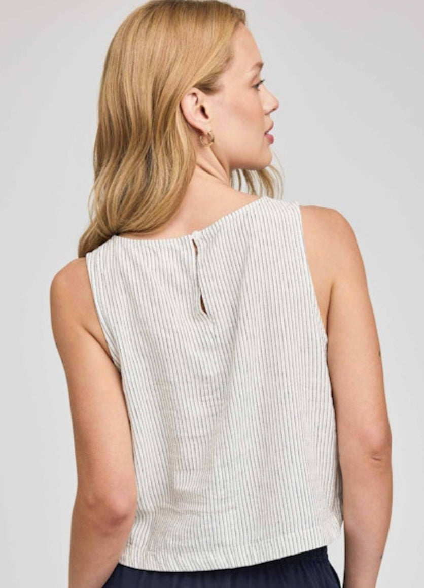 Leanna Sleeveless Stripe Top - White