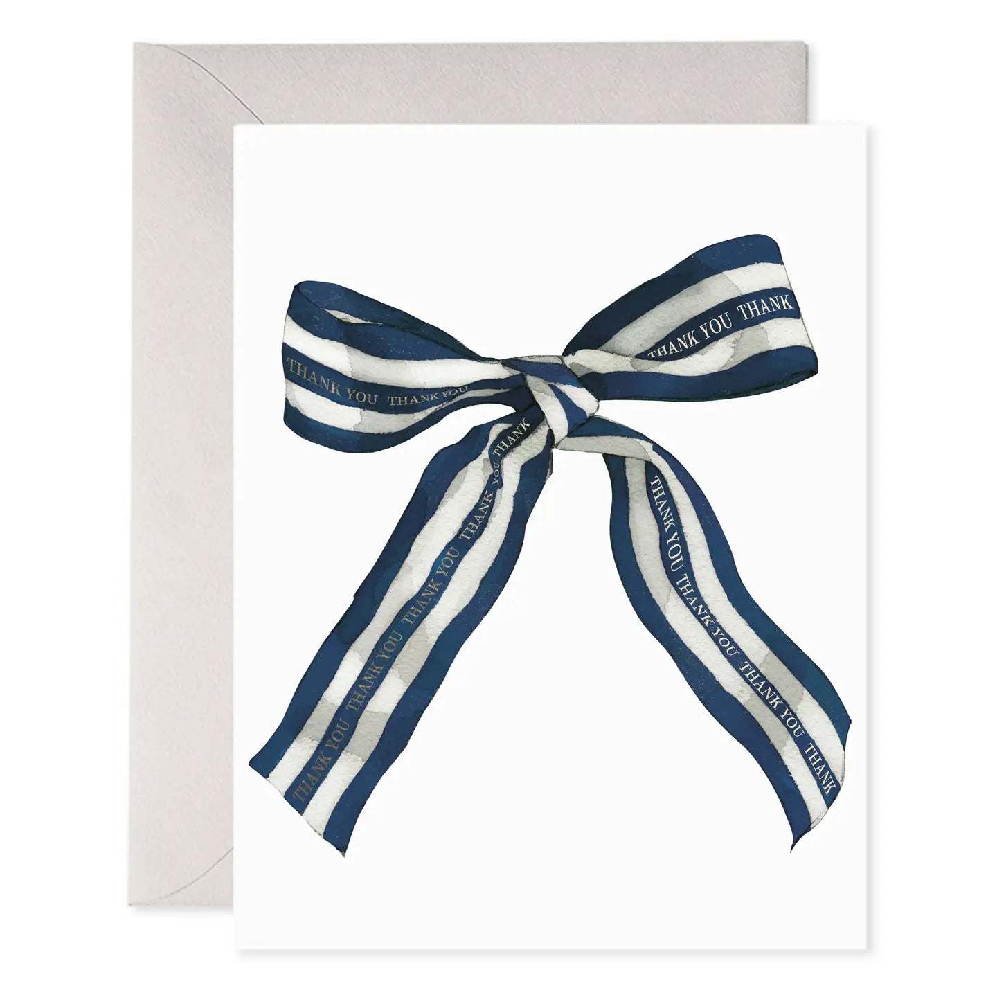 Big Navy Striped Bow Thank You Greeting Card