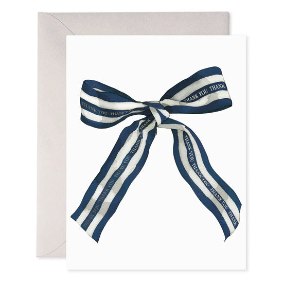 Big Navy Striped Bow Thank You Greeting Card