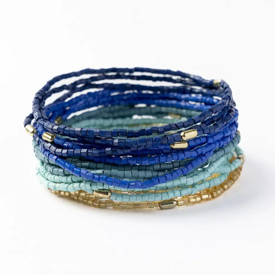 Chelsea Stacked Beaded Bracelet Set - Blue