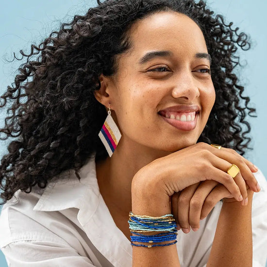 Chelsea Stacked Beaded Bracelet Set - Blue