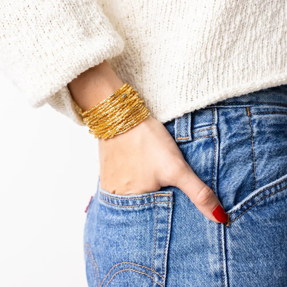 Chelsea Stacked Beaded Bracelet Set - Gold