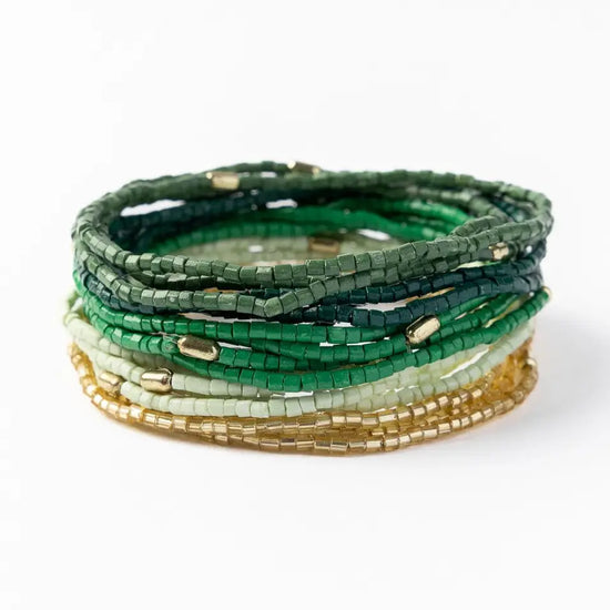 Chelsea Stacked Beaded Bracelet Set - Green